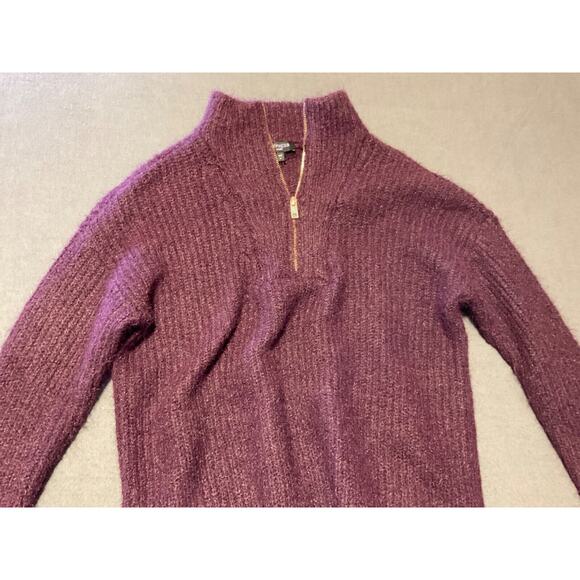Express Purple Fuzzy Knit Half Zip Sweater Women’s Size M Wool Blend - Picture 2 of 9
